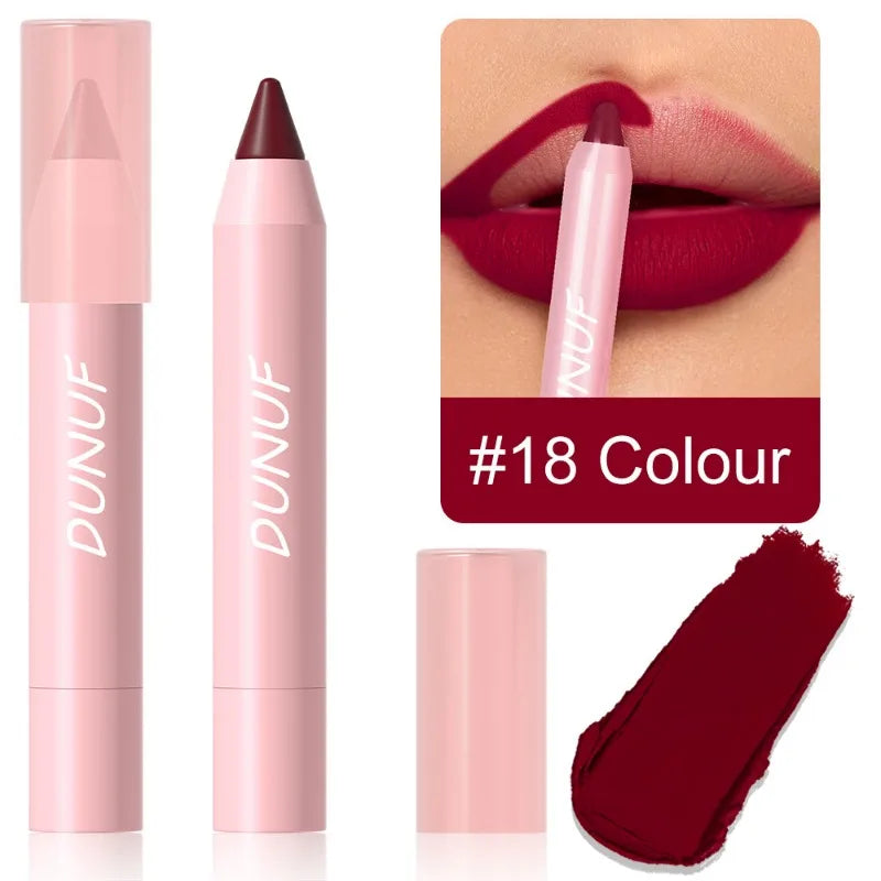 18-Color Matte Velvet Lip Liner Pencil | Waterproof Long-Lasting