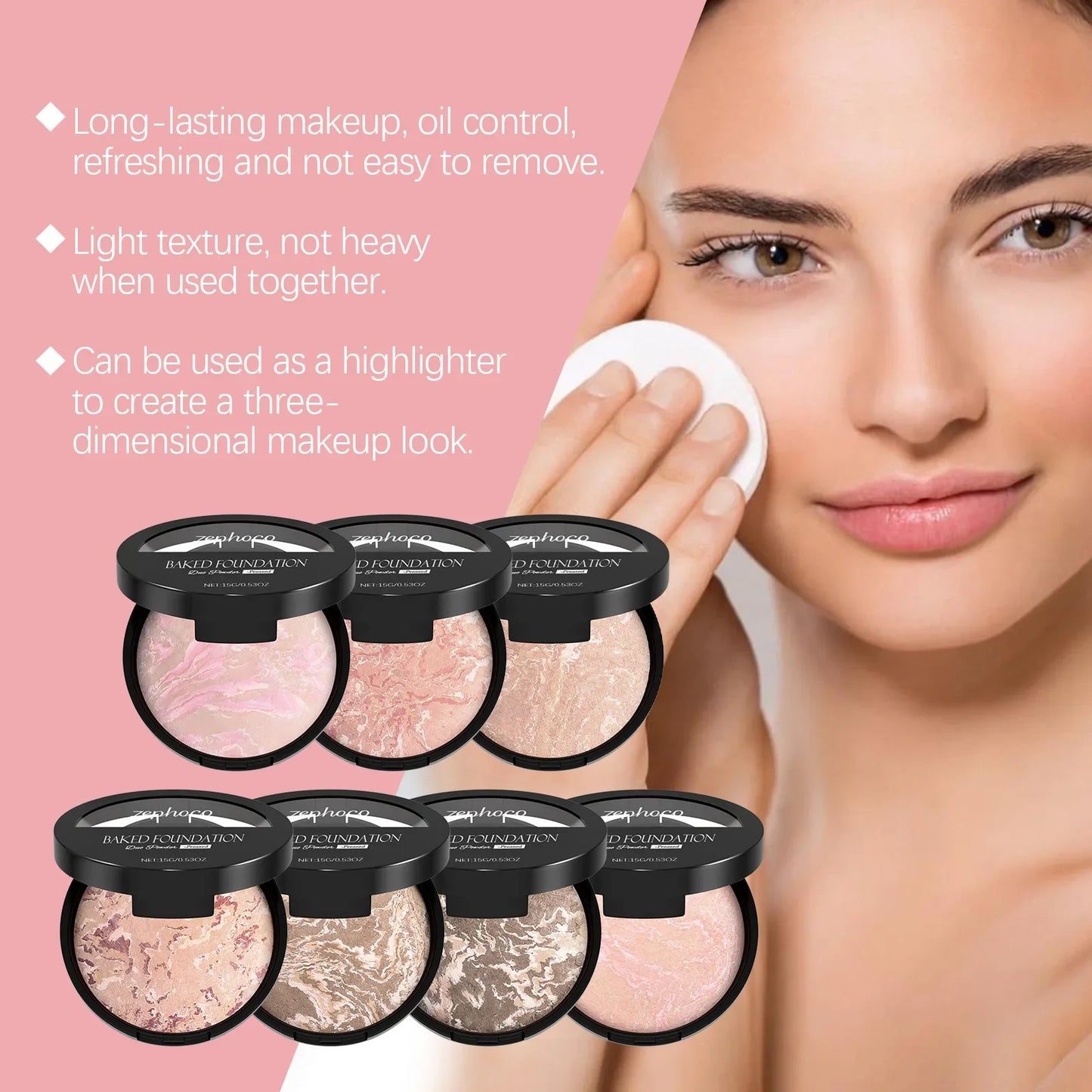 Zephoco Matte Baked Powder Foundation – Oil Control & Colour Correct