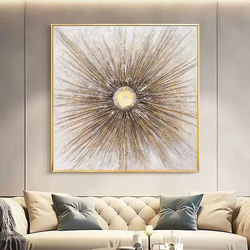 Hand Drawn Golden Lines Modern Minimalist Oil Painting Wall Art Poster For BedRoom Decoration Hand Drawn Oil Painting On Canvas Peaceful Pleasures Health and Wellness