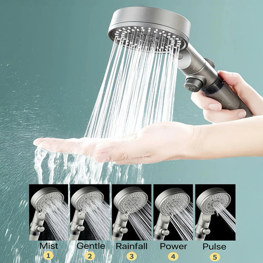 Bathroom Hand Held Shower Head Water Saving Pressure Shower Device for Cleaning Tile Corner Toilet Peaceful Pleasures Health and Wellness