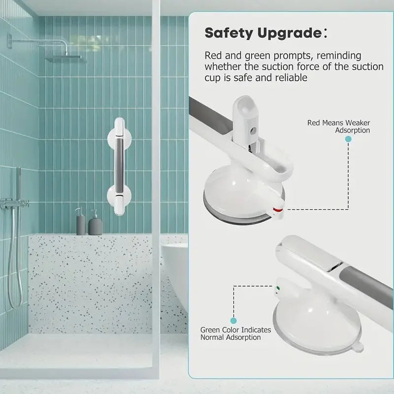1Pc Elderly Safety Grab Bar - No Drilling Required for Installation, Non-Slip Bathroom Handle with Strong Suction Cup, Heavy-Duty Plastic Structure, Suitable for Bathrooms, Kitchens, Living Rooms - Fall Protection for the Eld Peaceful Pleasures Health and Wellness