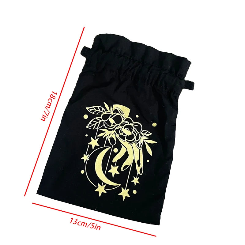 5-Pack Golden Moon Black Velvet Drawstring Bags | Tarot & Jewelry