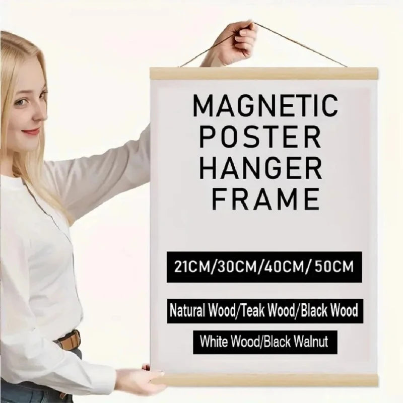 1PC Magnetic Teak Pine Wood Picture Poster Hanger Frames Photos Wall Art Canvas Print Painting Wooden Living Room Home Decor Peaceful Pleasures Health and Wellness
