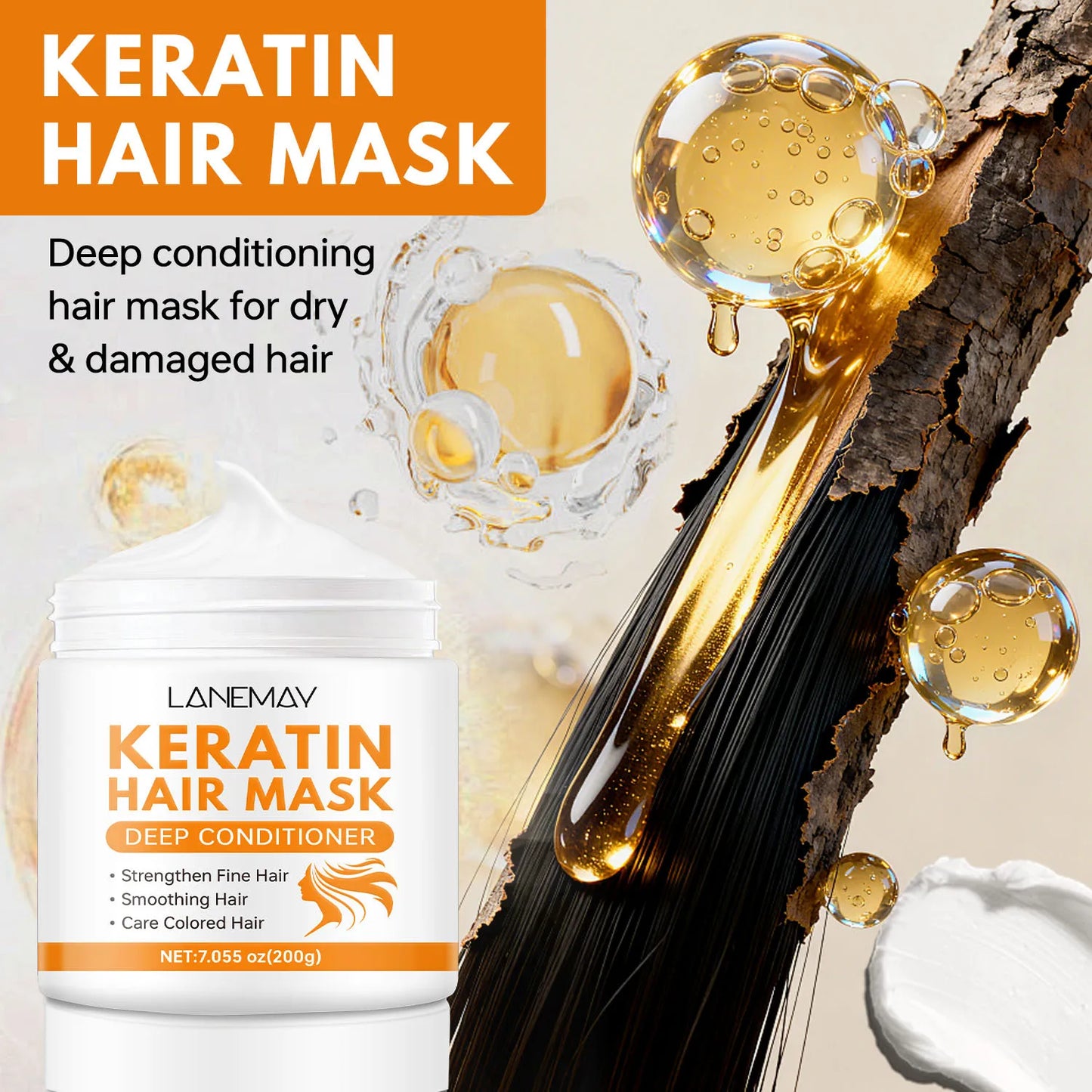 Lanemay Keratin Hair Mask – Nourishing & Smoothing 200g