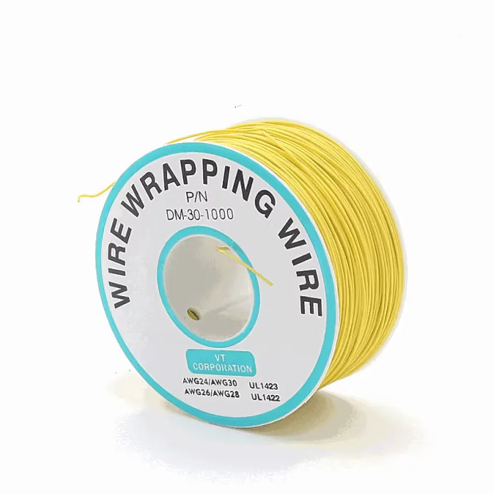 250 Meters AWG30 Wrapping Wire Single Strand Copper Cable Ok Wire Electrical Wire for Laptop Motherboard PCB Solder Peaceful Pleasures Health and Wellness Yellow