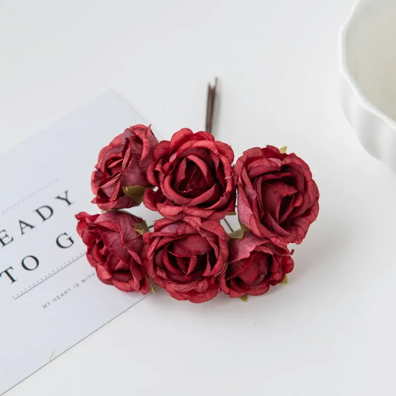 Silk Tea Rose Artificial Flower Bouquet for Wedding & Home Decor