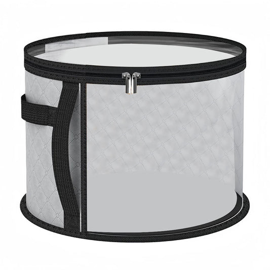 Hat Storage Bucket Clothing Travel Organizer Foldable Round Brim Bag Peaceful Pleasures Health and Wellness Gray