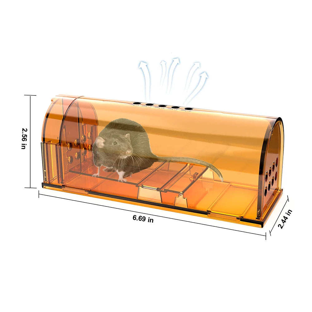 1Pc Mouse Trap Cage No Kill Animal Pet Control Cage Reusable Mice Rodent Catcher Rat Trap Peaceful Pleasures Health and Wellness Brown