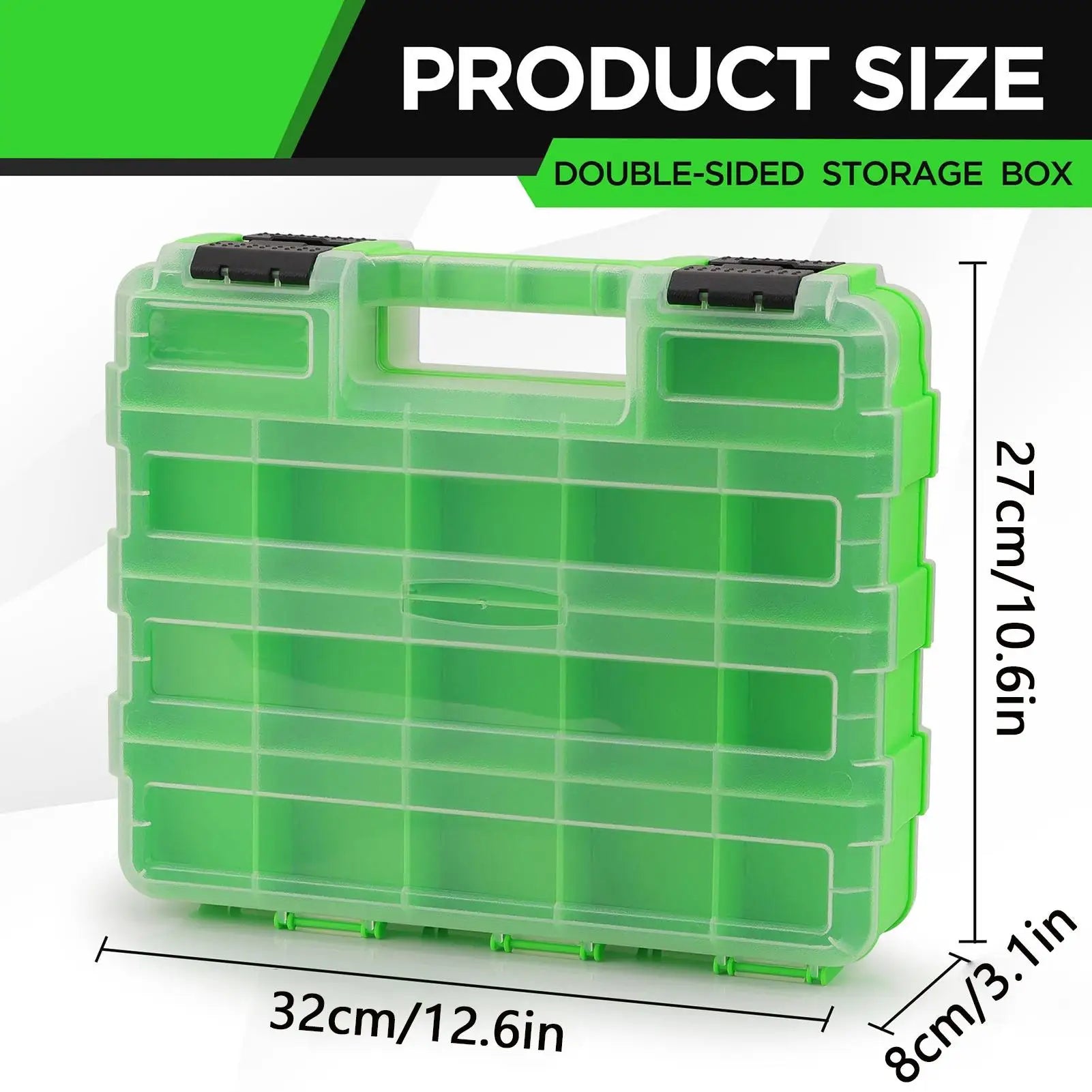 Portable Tool Box Organizer Double-Sided 34-Compartment Drill Bit Storage Bolt and Nut Case with Lid for Hardware Nail Bolt Nut Peaceful Pleasures Health and Wellness