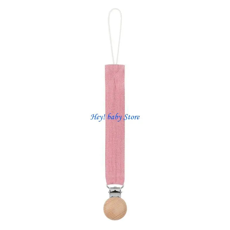 Baby Pacifier Clip Chain Holder | Cotton, Metal & Beech Wood