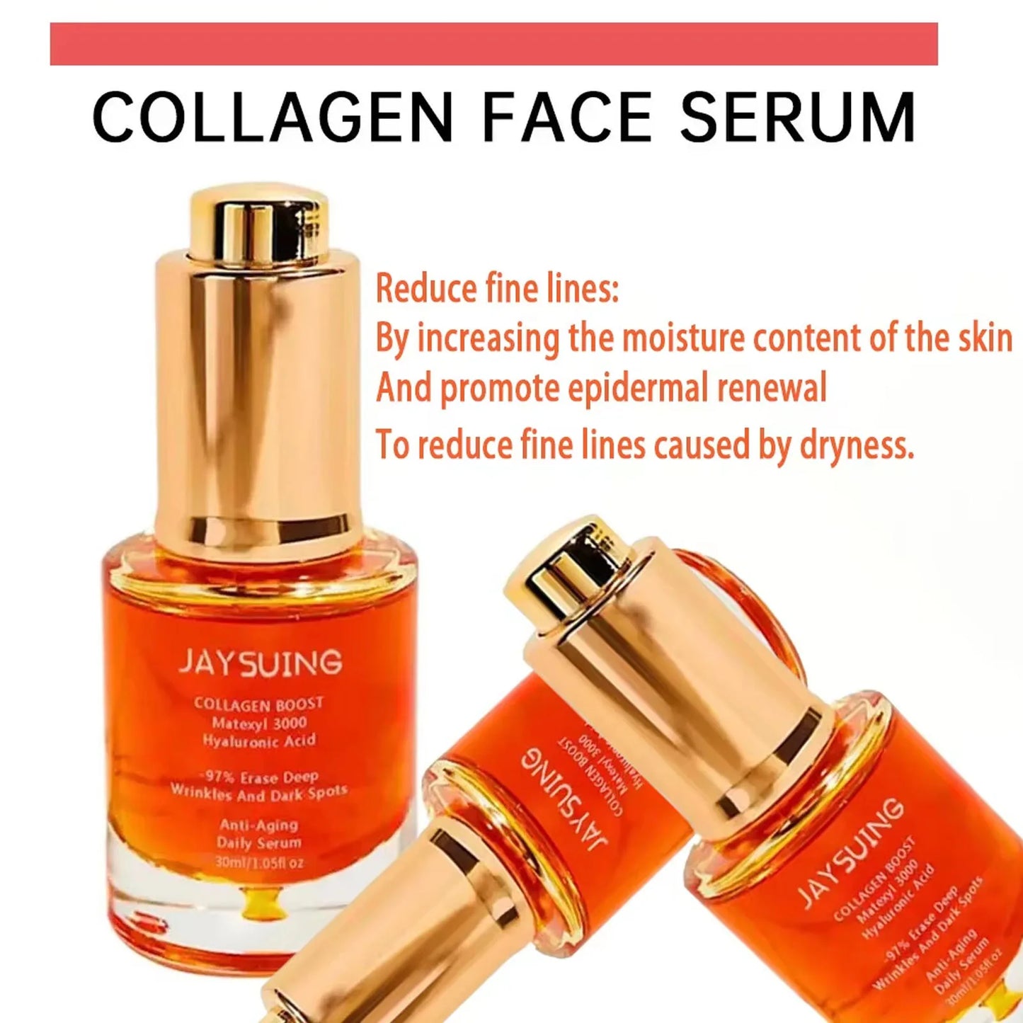 Collagen Firming Face Serum W-rinkles Removal Lifting Fade Fine Lines Anti A-ging Essence Brighten Moisturizing Korean Cosmetic Peaceful Pleasures Health and Wellness