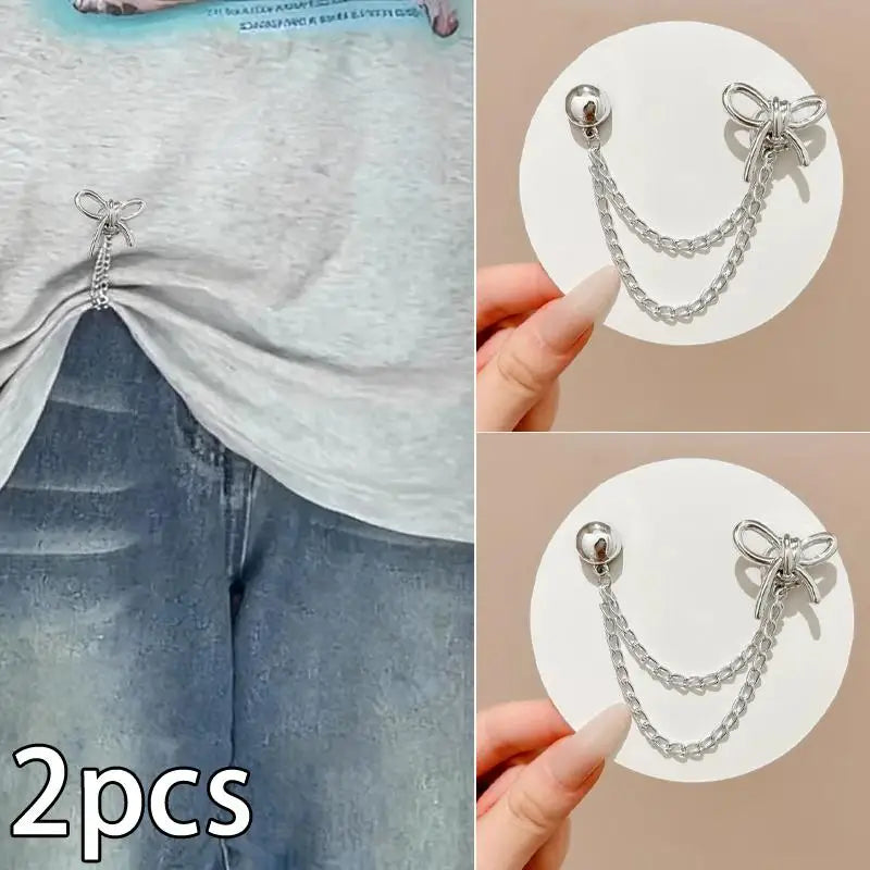 Magnetic Jean Buttons – Metal Clothing Clips with Chain (2pcs)