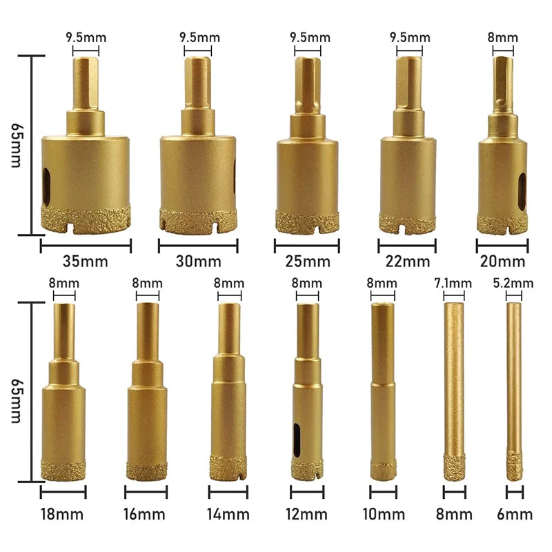 New Diamond Core Drill Bits Set Vacuum Brazed Diamond Hole Saw Kit 6-35mm Dry for Porcelain Tile Ceramic Marble Brick Concrete Peaceful Pleasures Health and Wellness