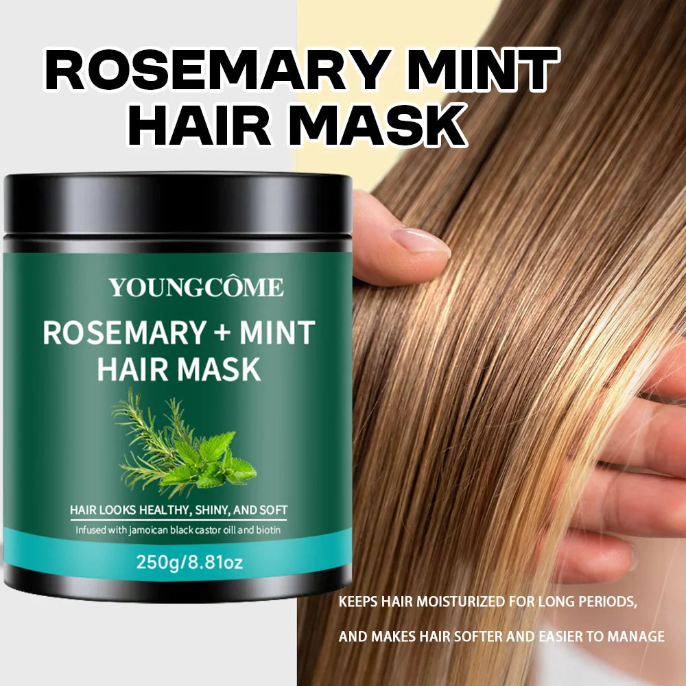 250g Rosemary Mint Hair Mask with Black Castor Oil & Biotin for Healthy, Shiny & Soft Hair Peaceful Pleasures Health and Wellness