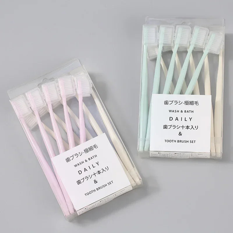 10PC/set Adult Soft Bristle Toothbrush Adult Home Soft Bristle Toothbrush Adult Small Head Toothbrush with Sheath Wholesale Peaceful Pleasures Health and Wellness