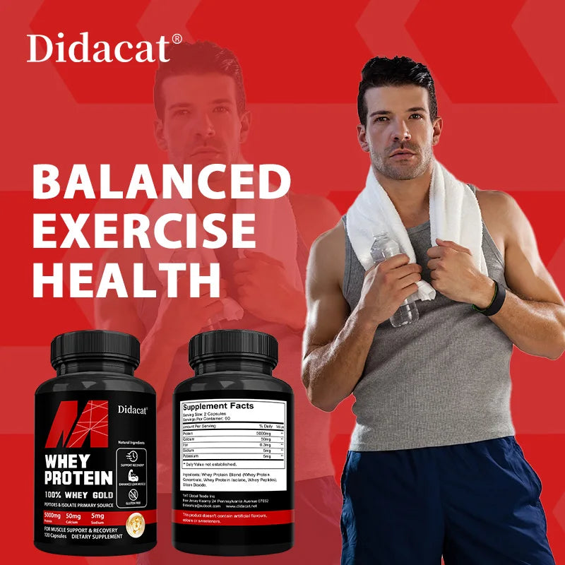 Whey Protein Capsules - Contains 5000mg of Protein - Supports Recovery, Balanced Muscle Health, Gluten Free,NON-GMO Peaceful Pleasures Health and Wellness