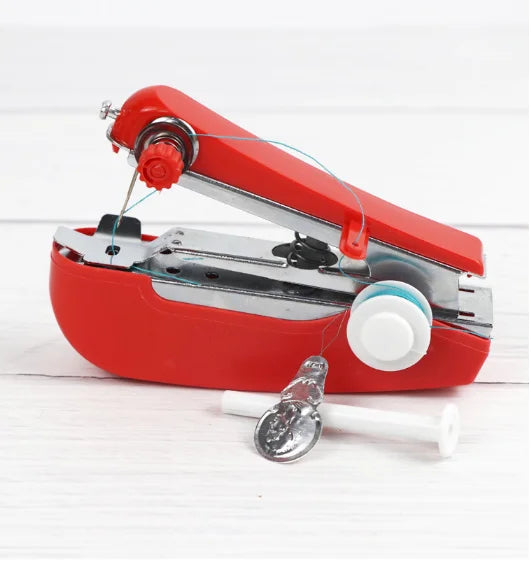 4 Colors 1pc Portable Mini Manual Sewing Machine Simple Operation Sewing Tools Sewing Cloth Fabric Handy Needlework Tool DC05 Peaceful Pleasures Health and Wellness Red