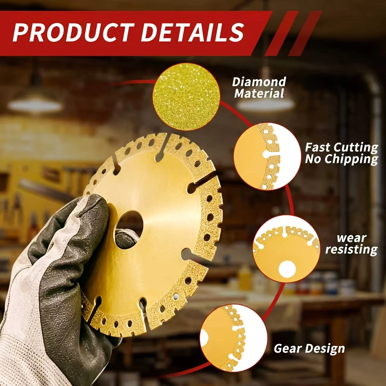 Vacuum Brazed Diamond Yellow Saw Blade Steel Metal Stone Cast Iron