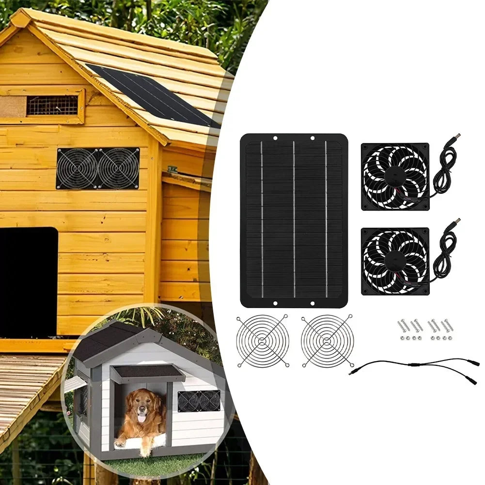 40W Solar Dual Exhaust Fan Kit – IP65 Waterproof, 3000 RPM