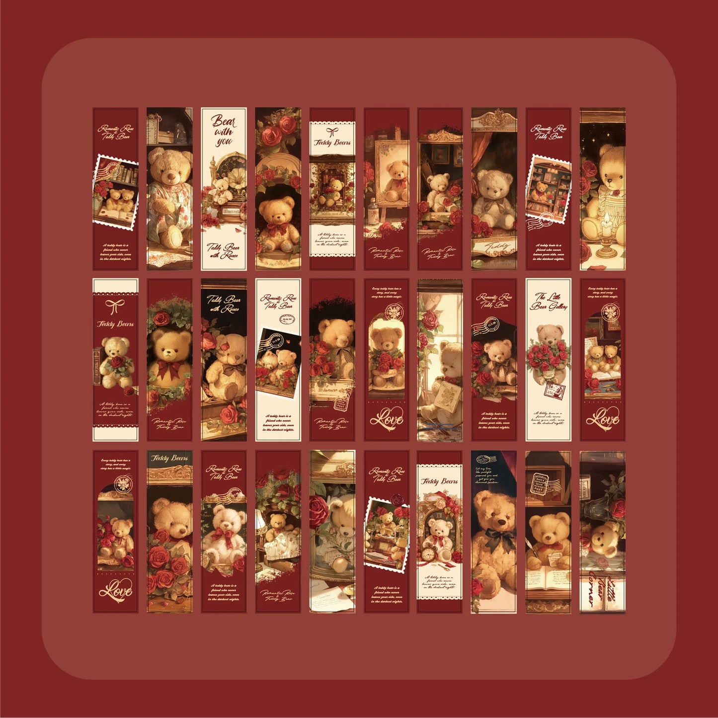 30 Box Bookmarks Teddy Bear Romantic House Dreamy Theme Warm Healing