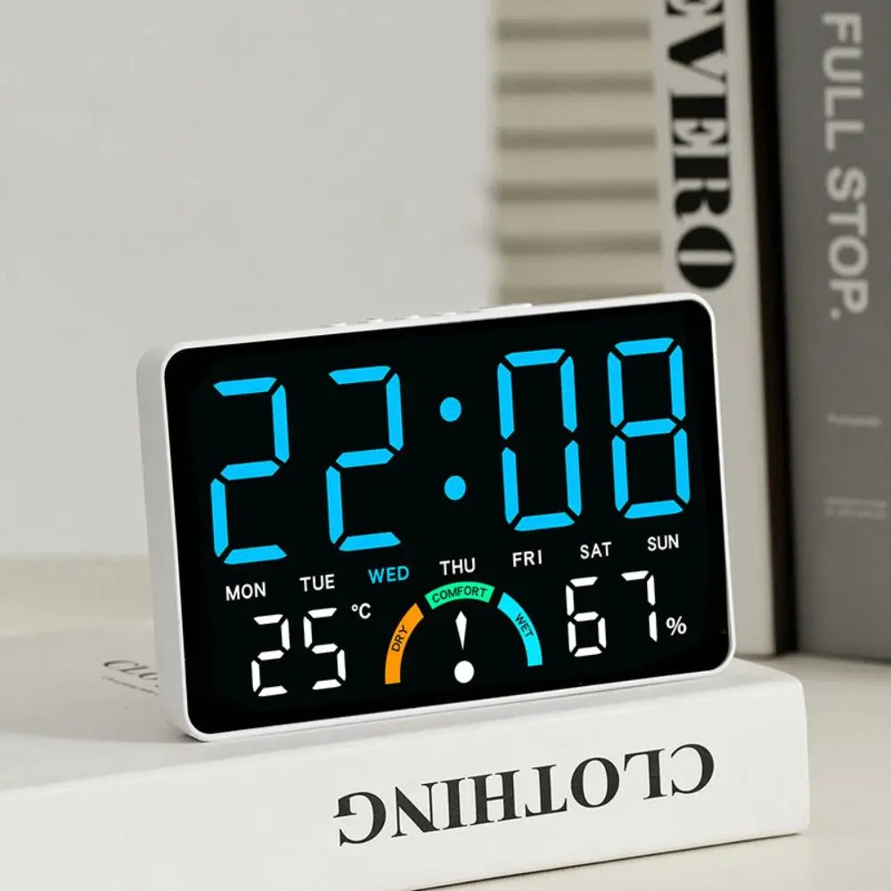 Wall-mounted Electronic Wall Clock Temperature Multi-functional Digital LED Clocks Voice Control Home Display Table Clock Peaceful Pleasures Health and Wellness