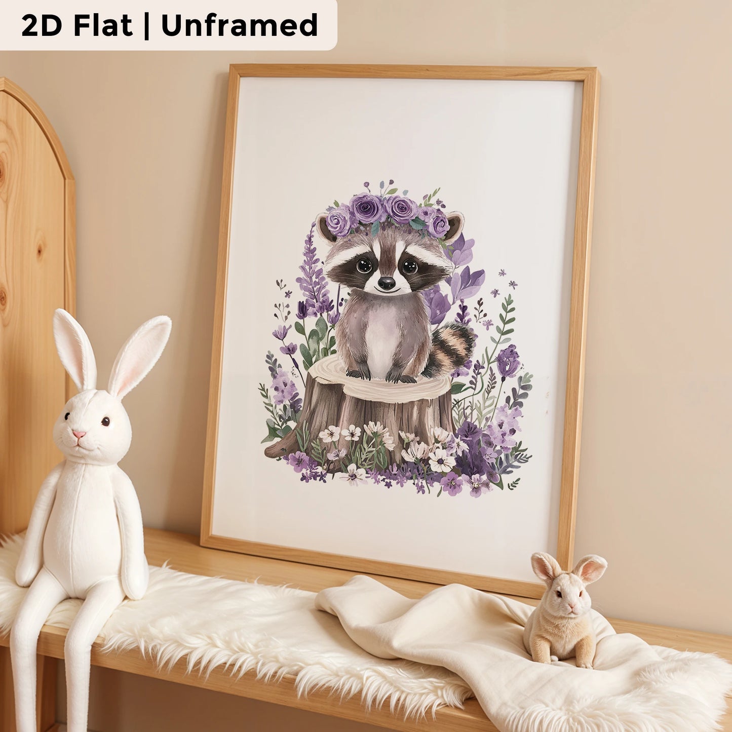 3-Piece Cartoon Raccoon Canvas Wall Art | Kids Room Decor