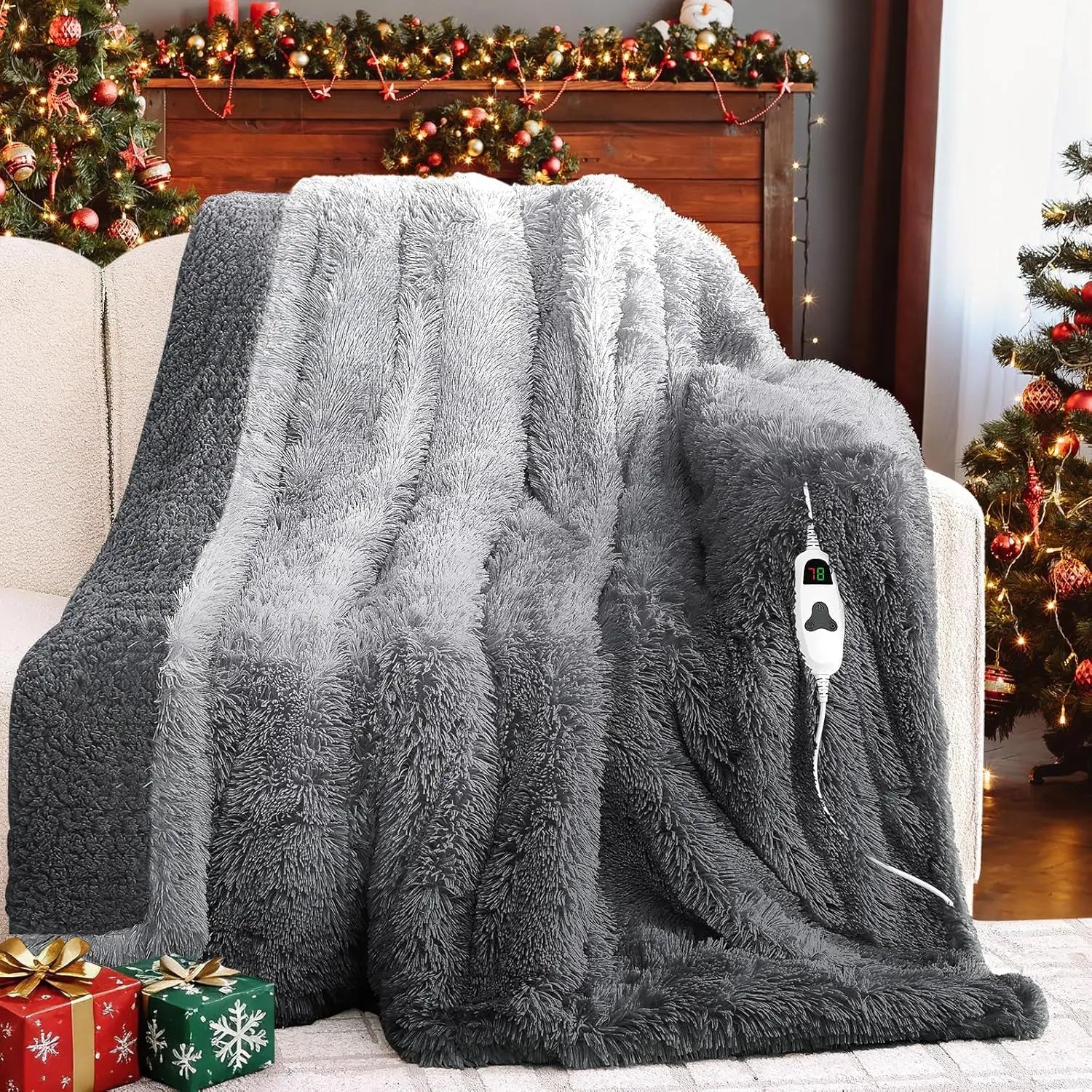 Twin Heated Blanket 62x84" – Faux Fur & Sherpa, 10 Levels, Foggy Dusk Peaceful Pleasures Health and Wellness United States