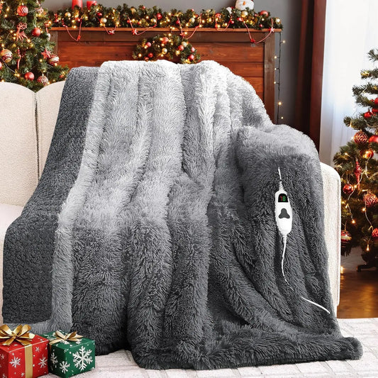 Twin Heated Blanket 62x84" – Faux Fur & Sherpa, 10 Levels, Foggy Dusk Peaceful Pleasures Health and Wellness United States
