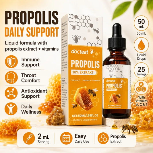 Bee Propolis Liquid Drops 30% Extract Vitamins A C E | 50ml Propolis Supplement Peaceful Pleasures Health and Wellness