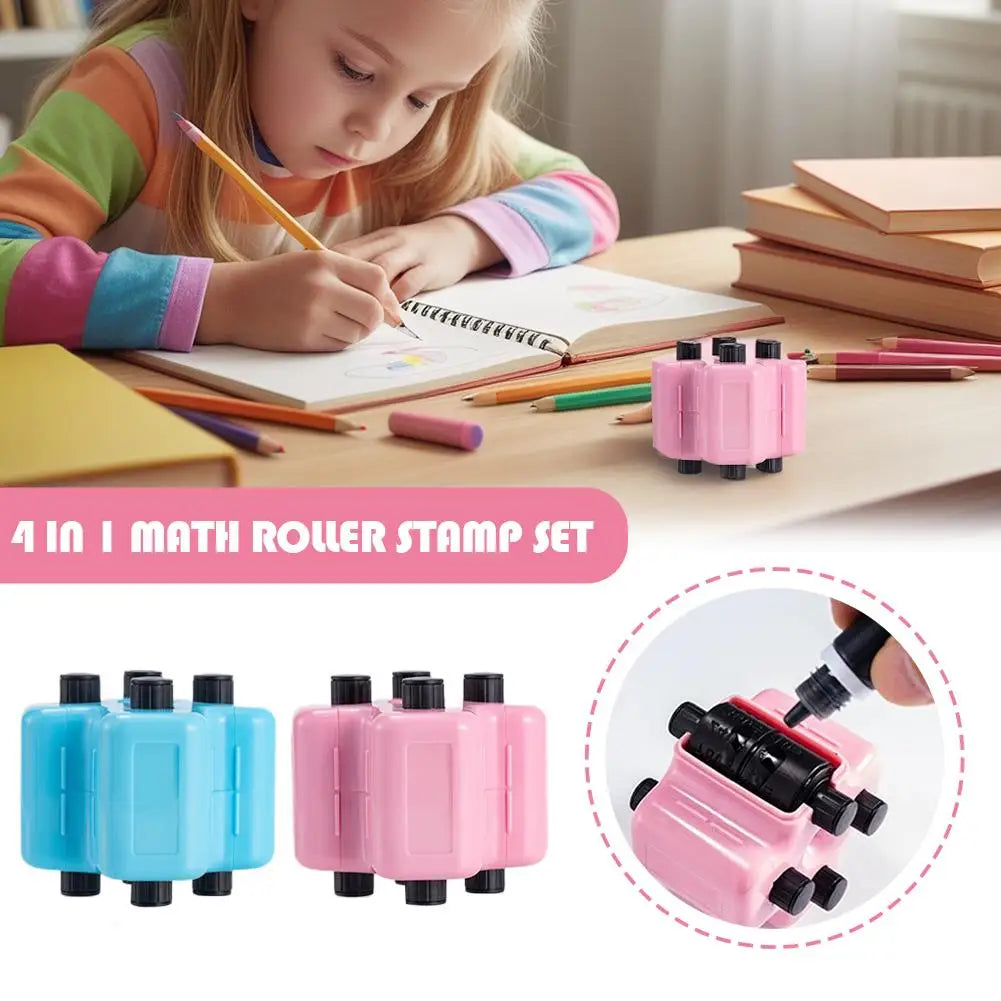 4-in-1 Math Roller Stamp Set – Arithmetic Practice for Kids
