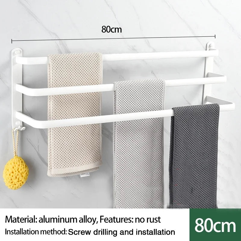 Wall-Mounted Aluminum Towel Rack | 1, 2 & 3 Bar Options