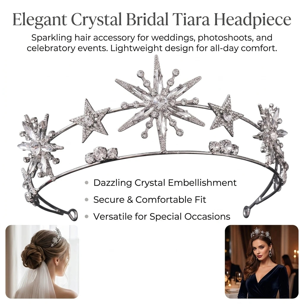 Bridal Rhinestone Crown Headpiece Alloy Base Crystal Wedding Hair Accessory For Bride Gold Silver Peaceful Pleasures Health and Wellness