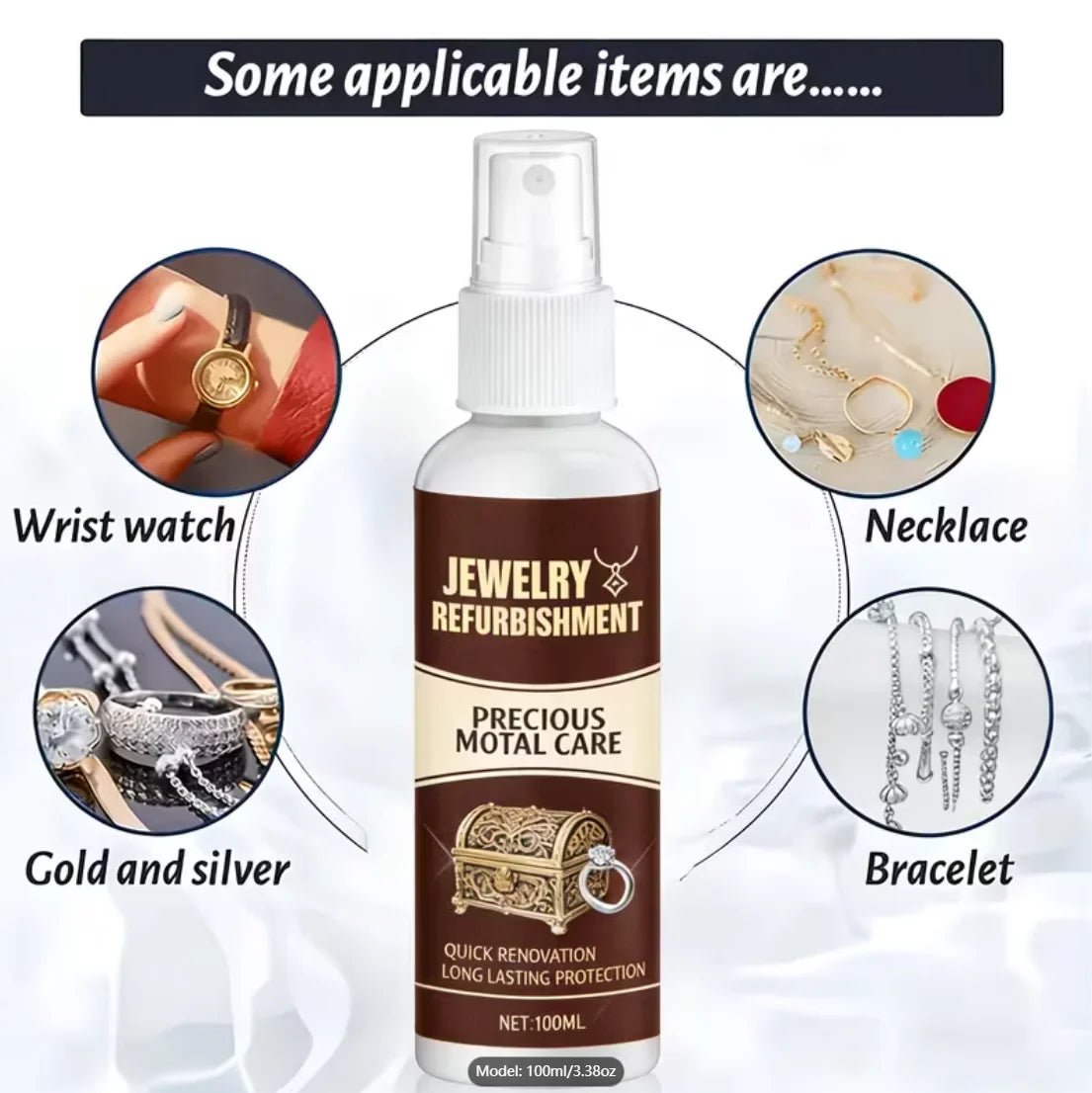 100ml Jewelry Cleaner Spray – Gold & Silver Polish & Protection