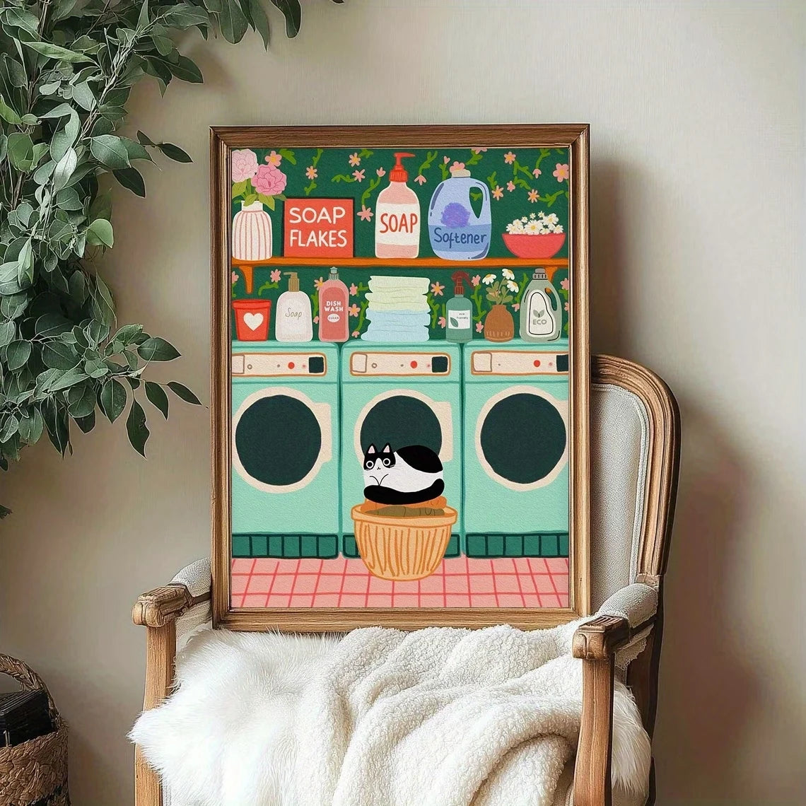 Adorable Cat Canvas Wall Art Print | Home & Bathroom Décor