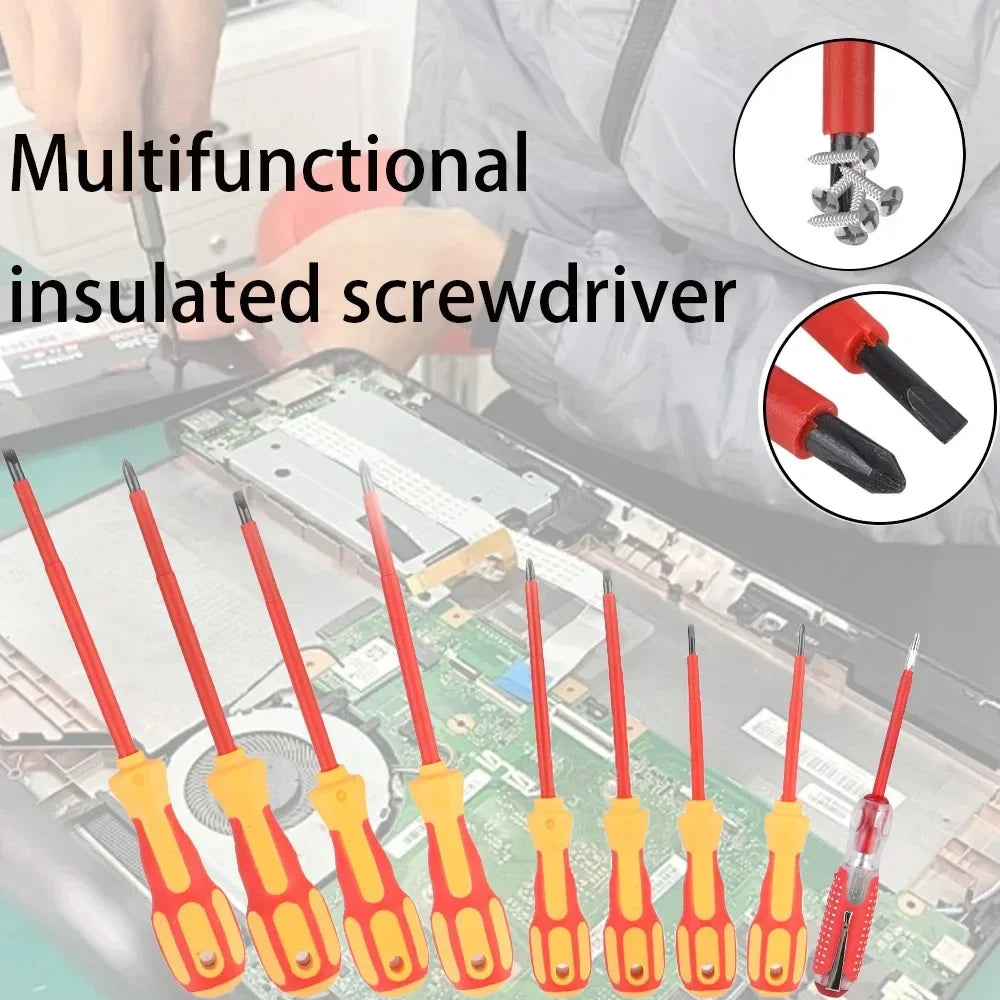 9-in-1 Batch Head Cross Magnetic Screwdriver Set Heavy Duty Insulated Torx Screwdriver for Electrician Engineer Maintenance Tool Peaceful Pleasures Health and Wellness