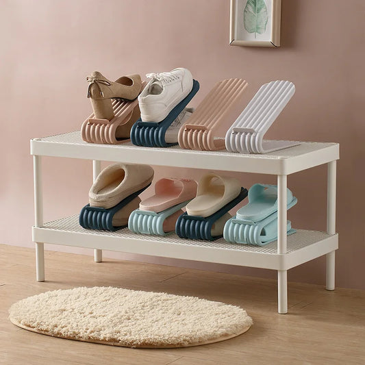 2026 New 10PCS Shoe Rack Storage Shoe Rack Double-layer Shoe Holder Two Level Adjustment Home Dormitory Storage Slippers Cabinet Peaceful Pleasures Health and Wellness