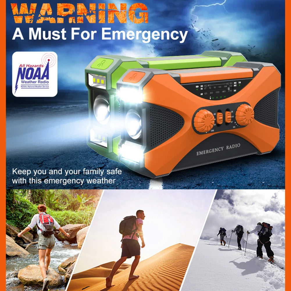 10000mAh Multifunctional Radio Hand Crank Solar USB Charging FM AM WB NOAA Weather Radio Emergency LED Flashlight Torch Power Peaceful Pleasures Health and Wellness