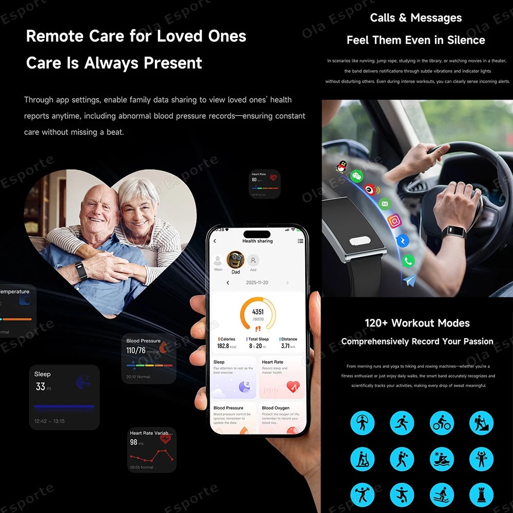 ECG Smart Bracelet Heart Rate Sleep 5ATM Waterproof Fitness Watch 2026 New NO Screen Smartwatch Men Women Health Sport Wristband Peaceful Pleasures Health and Wellness