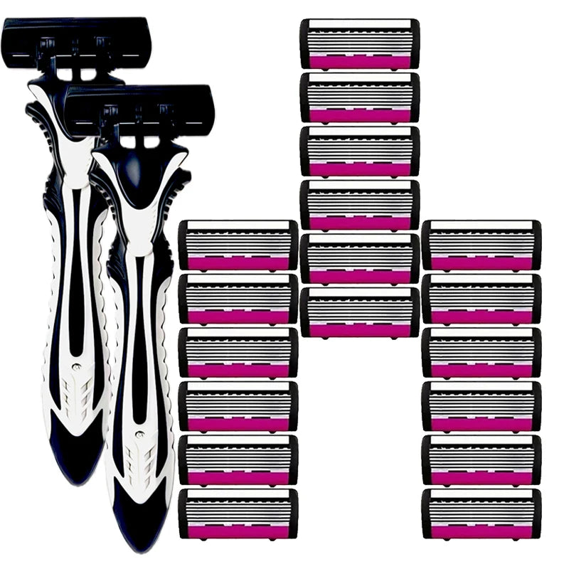 Men's 6-Blade Reusable Razor with Replaceable Head