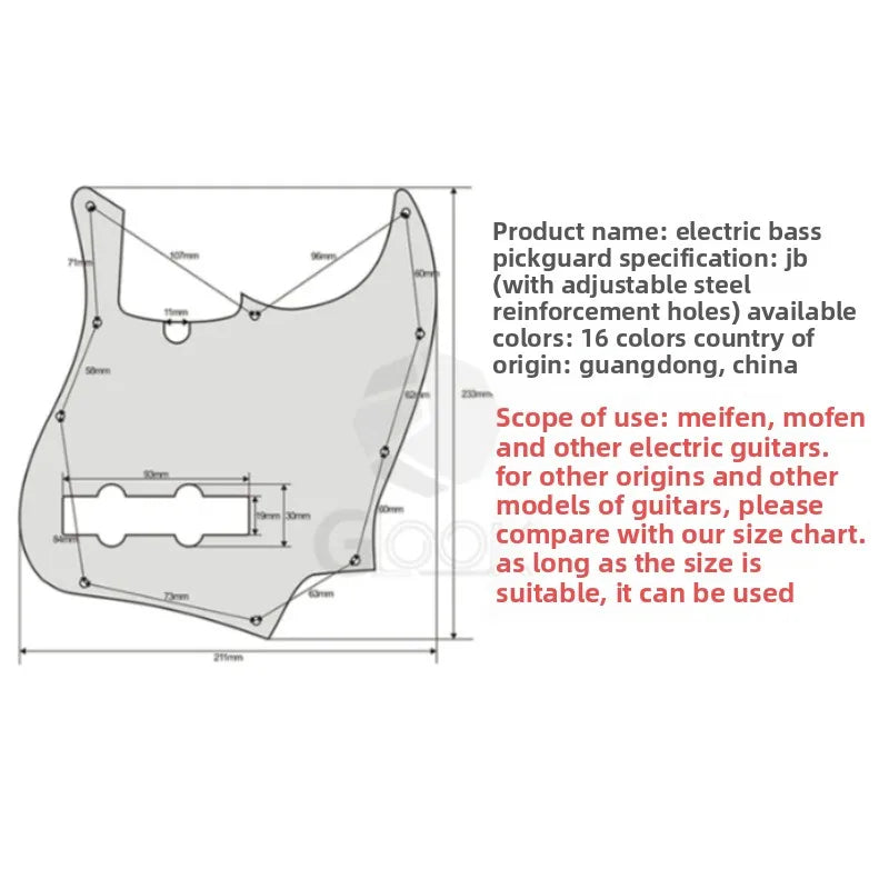 JB Electric Bass Guard American Standard Ja Vt Panel Cover Slot