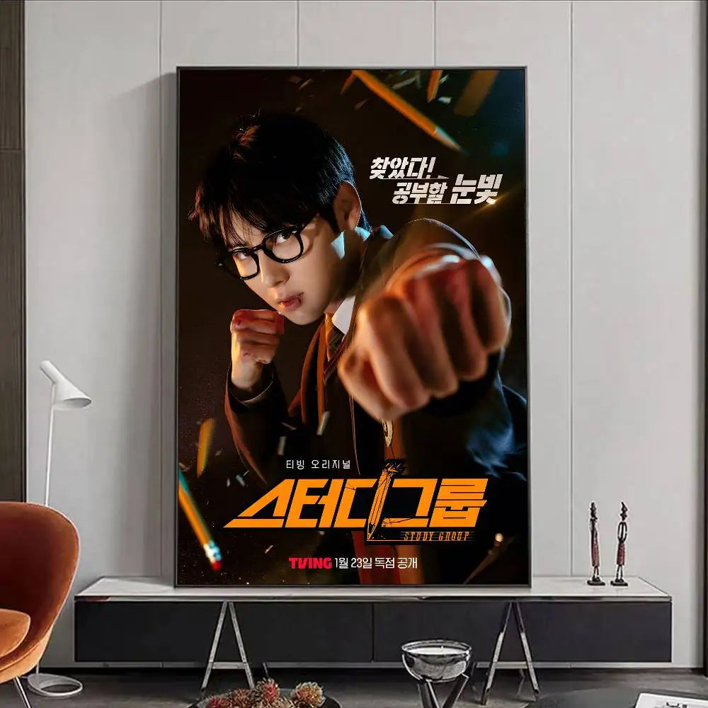 K-Drama Study Group HD Wall Poster | Waterproof PVC Art
