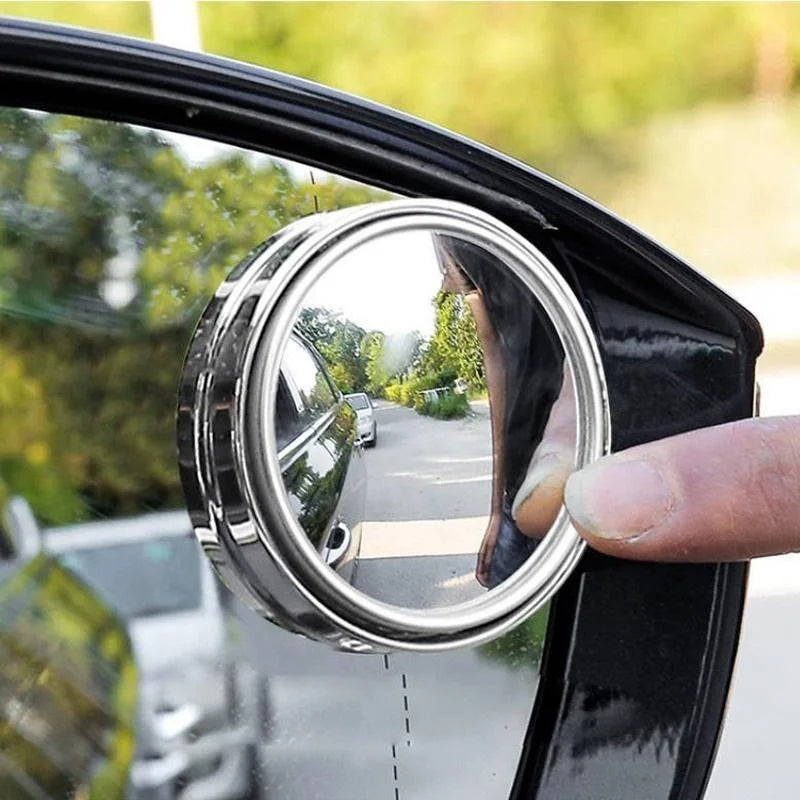 2Pcs Car Round Frame Convex Wide-angle Clear Rearview Auxiliary Car Mirror 360 Degree Blind Spot Mirror Adjustable Driving Peaceful Pleasures Health and Wellness
