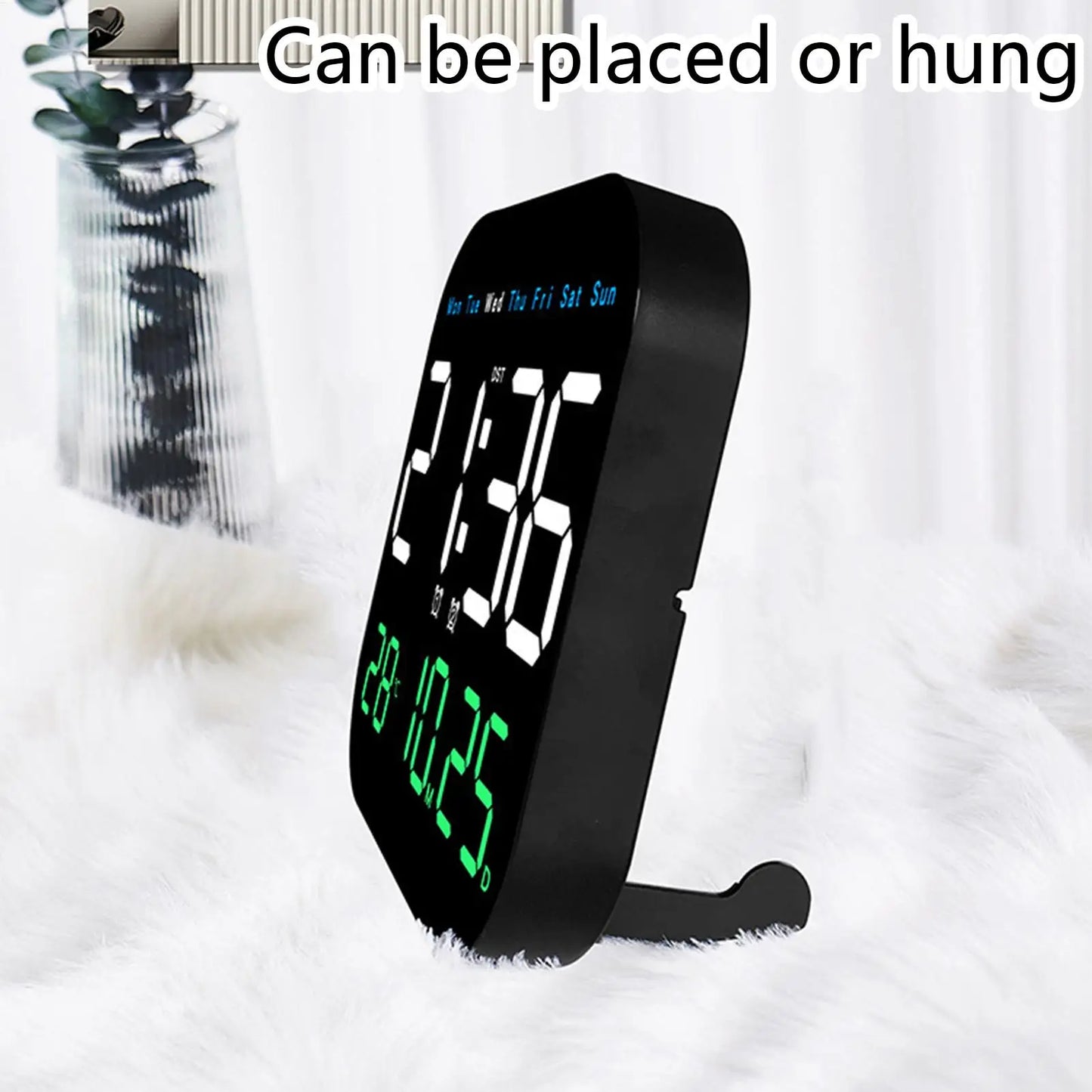 Large Digital Wall Clock LED Remote Control Square Alarm With Temperature And Humidity Auto Dimming Clock For Home Bedroom Peaceful Pleasures Health and Wellness