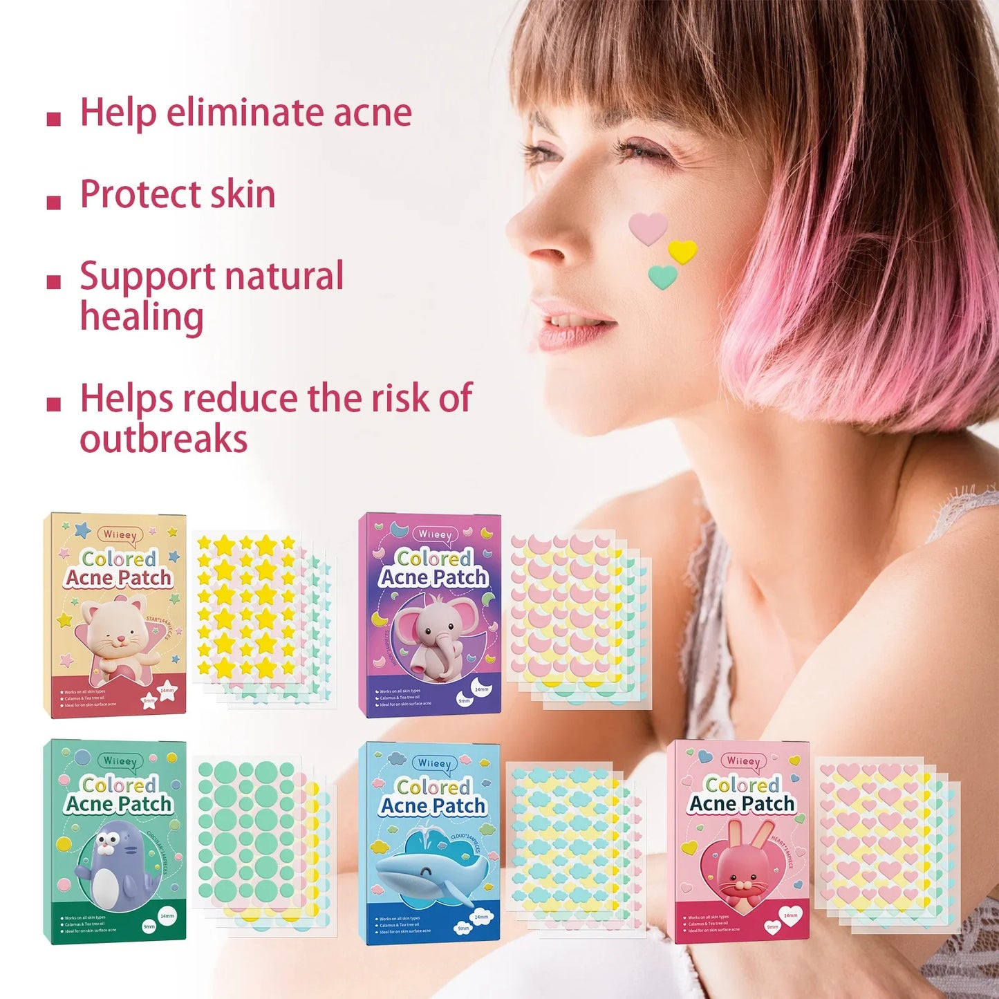 Wiieey Star Acne Patches – Colorful Pimple Stickers 144–288pc