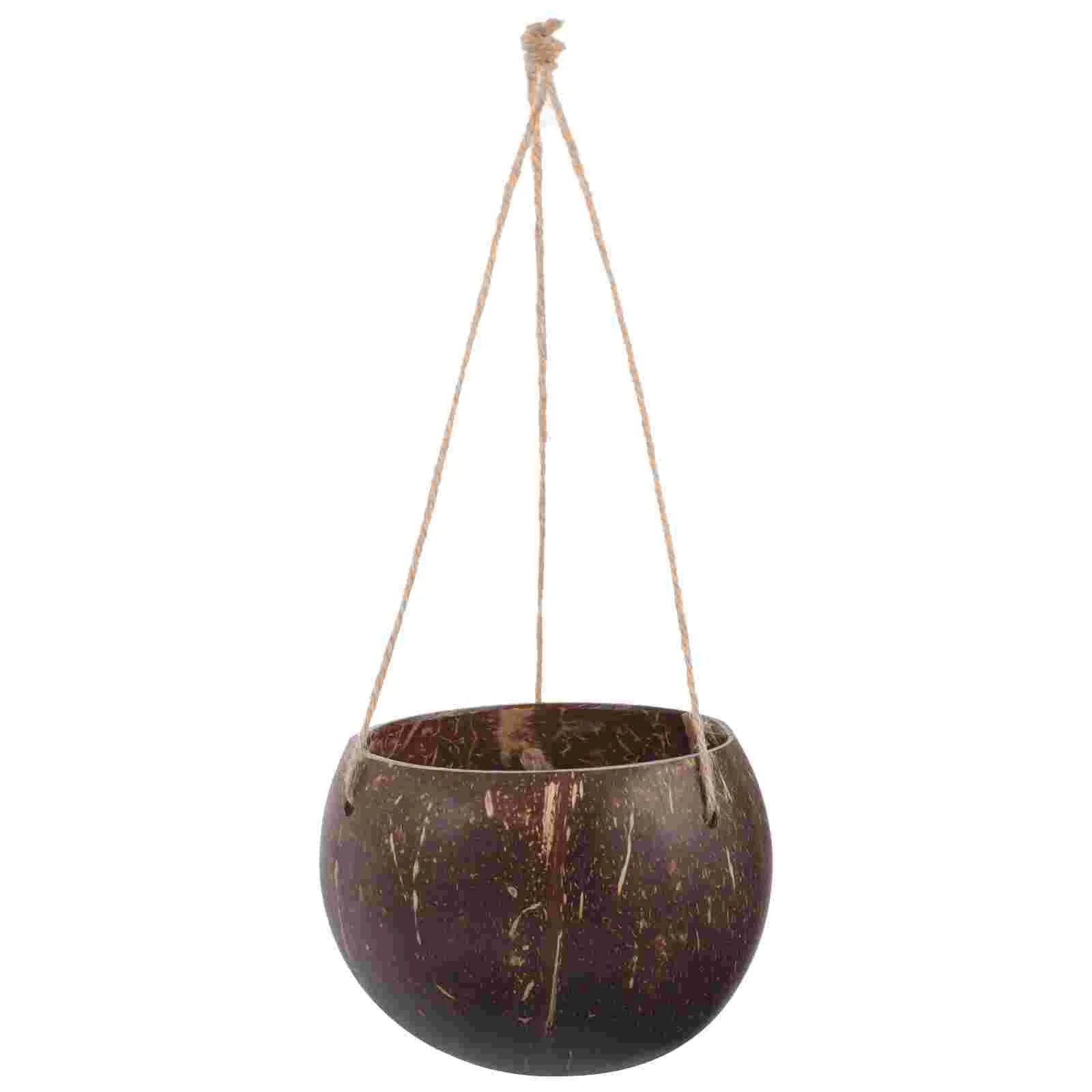 Large Hanging Planter Coconut Shell Flowerpot Wall Mounted Basket With Chain Flower Container Balcony Plant Holder Peaceful Pleasures Health and Wellness