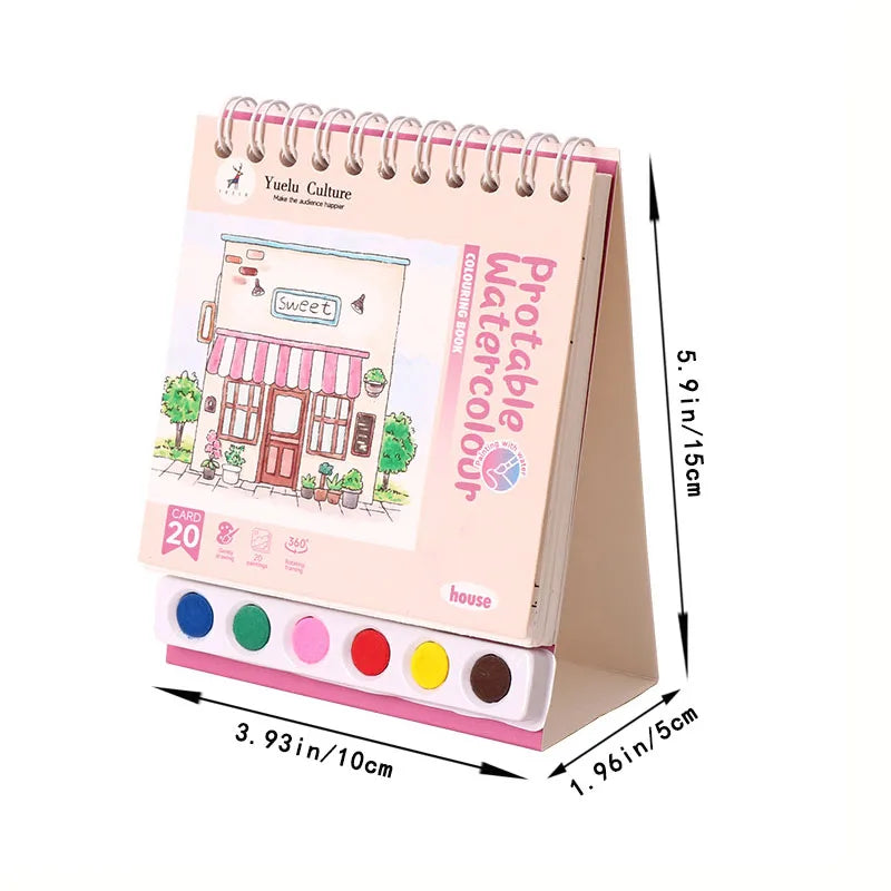 Creative Coil Vertical Watercolor Painting DIY Graffiti Book Built-in