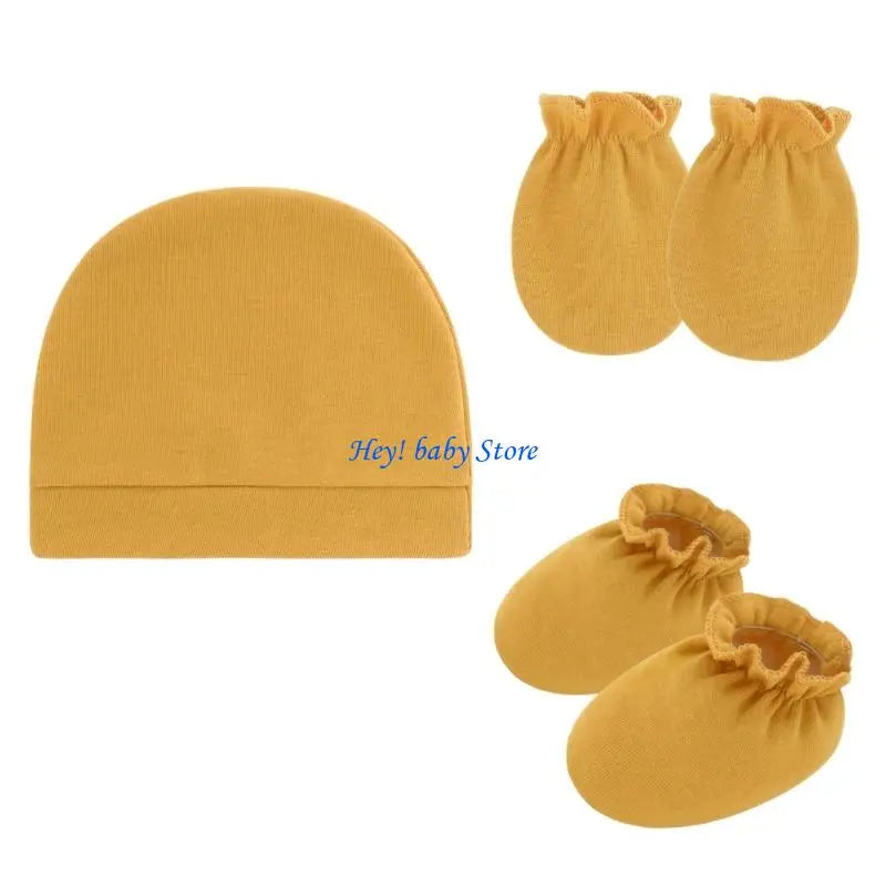 Baby Bonnet Hat Mittens & Booties 3-Piece Set | 0–6 Months