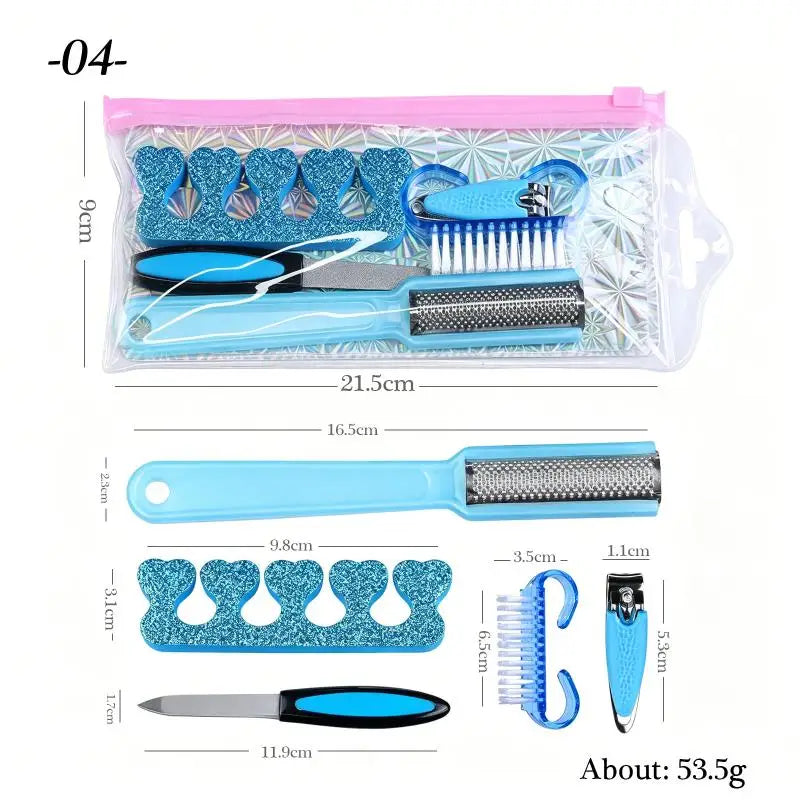 Portable 5/6Pcs Manicure Pedicure Tool Manicure Care Kit Dead Skin Pusher Nail Clipper Nail File Polishing Block Grinding Tool Peaceful Pleasures Health and Wellness 4