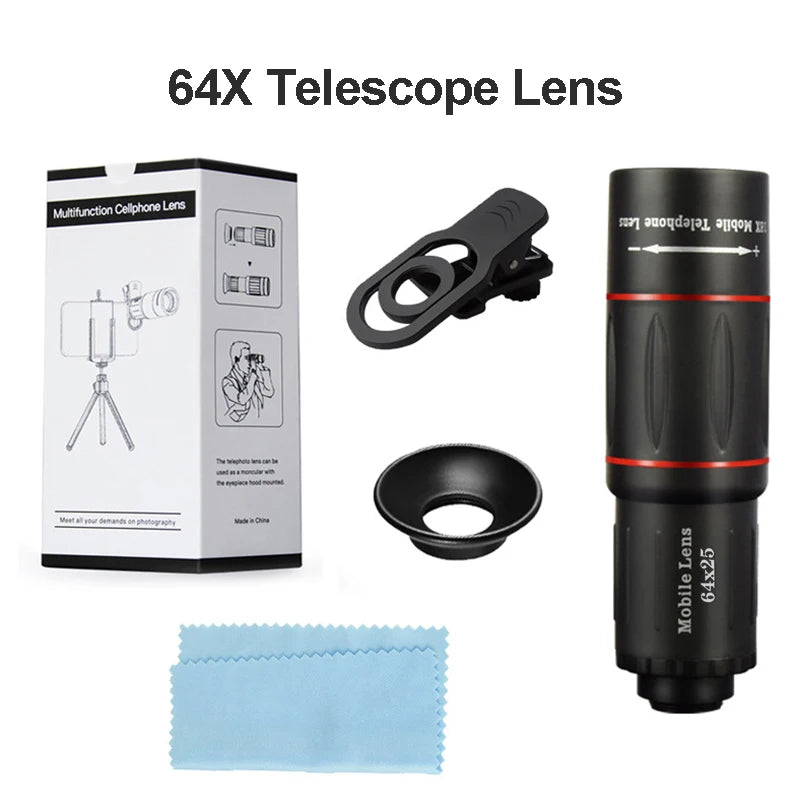 64X Telescope For Mobile Phone Lens For photography macro Phone lens for iphone Cell Phone Lens mobile phone telephoto.lens Peaceful Pleasures Health and Wellness 64B Telescope Lens