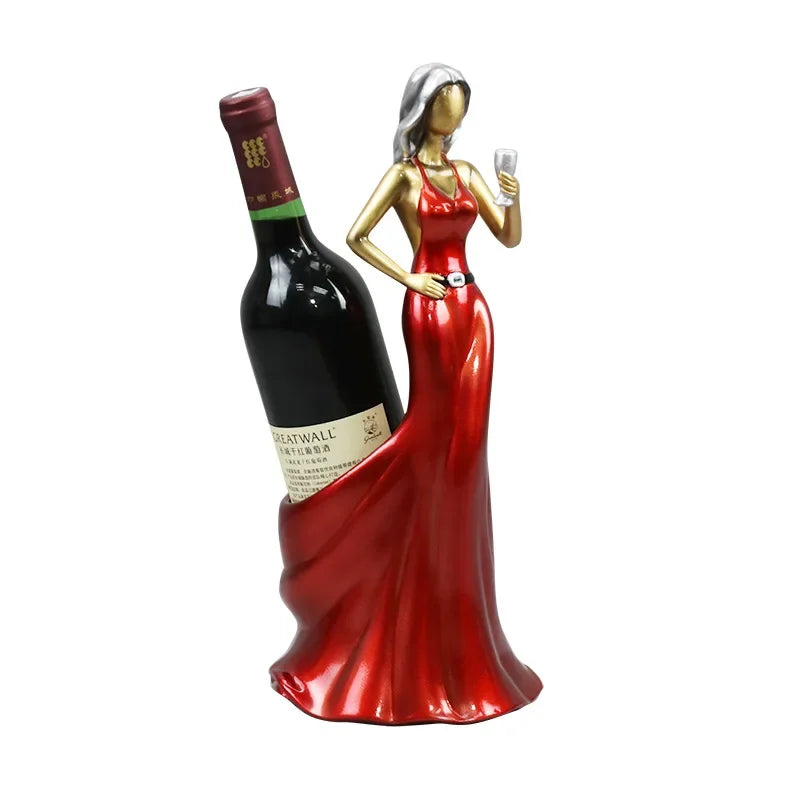 Red Wine Rack Home Decoration Ornaments Grape Wine Display Rack Cabinet Decoration Creative Design Sexy Girl Wine Bottle Holder Peaceful Pleasures Health and Wellness Red
